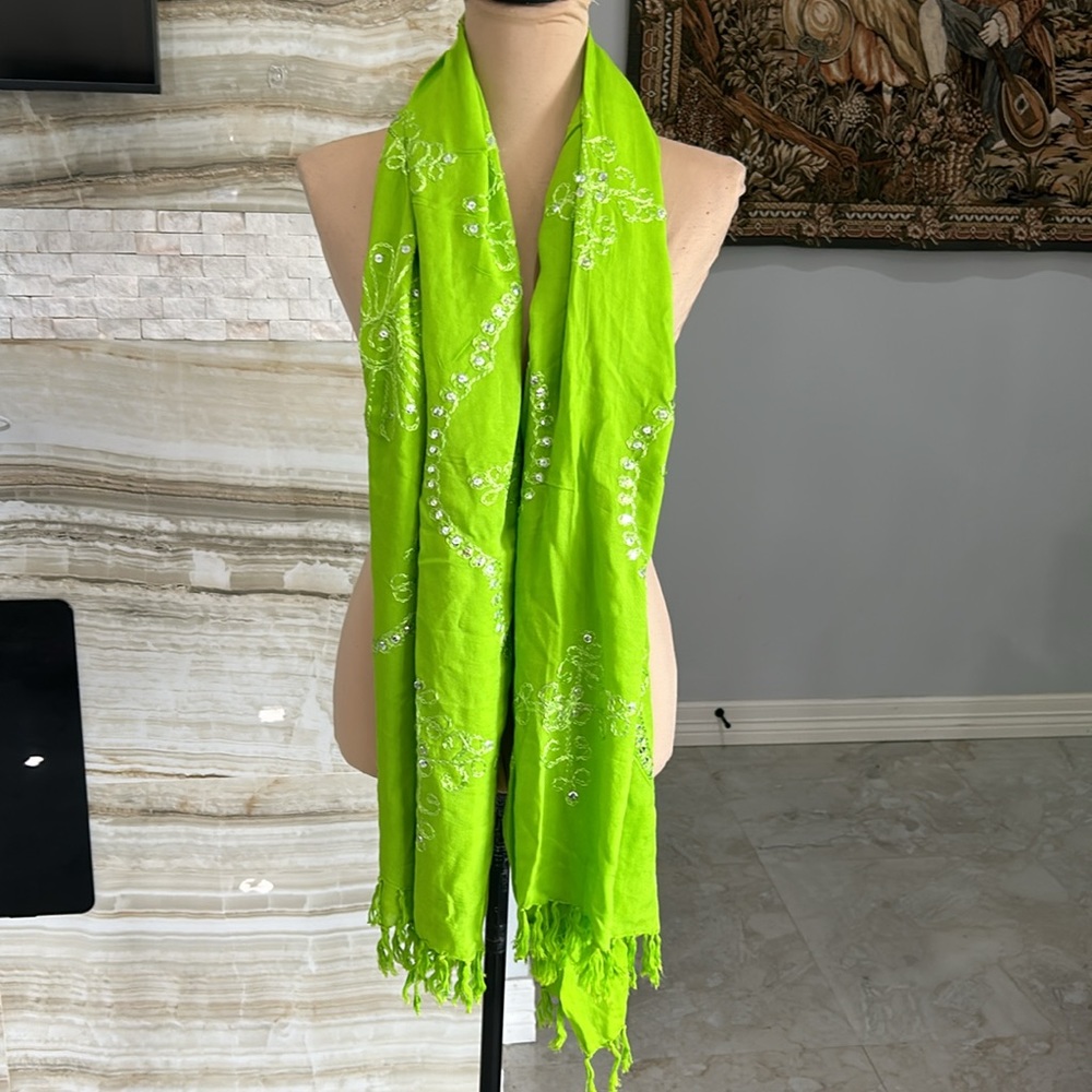 Ucho Bali New With Tags Lime‎ Green Pashmina/ Scarf